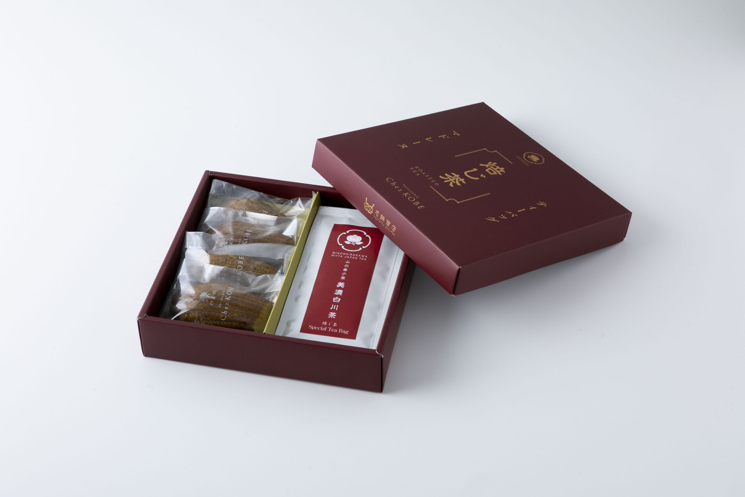 白川茶のほうじ茶マドレーヌとティーバッグ